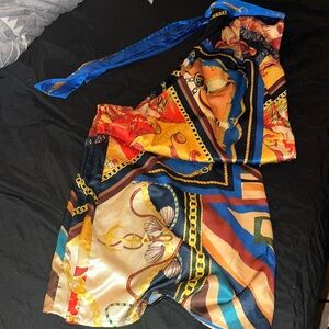 Multicolor silk pants